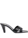 Saint Laurent Jill Mules With Square Toe And Cross Strap Design
