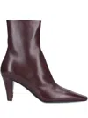 Saint Laurent 75mm Jill Pointed-toe Leather Ankle Boots In Brown