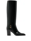Saint Laurent Black Leather Julia Boots In 黑色