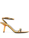 Saint Laurent Kitty Mirrored-leather Sandals In Orange