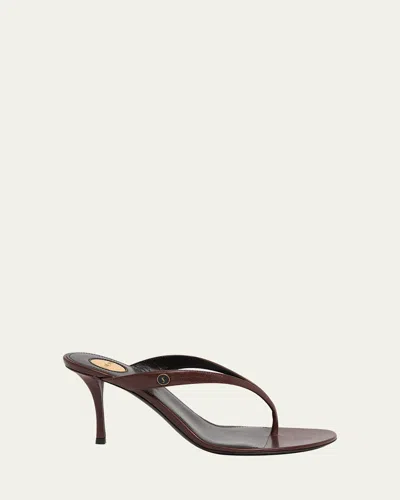 Saint Laurent 75mm Sue Leather Thong Mules In Brown