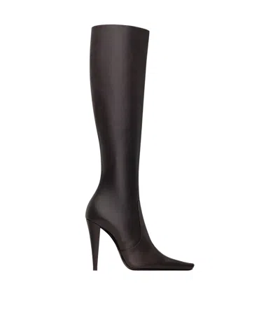 Saint Laurent 77 Boots In Smooth Leather In Black