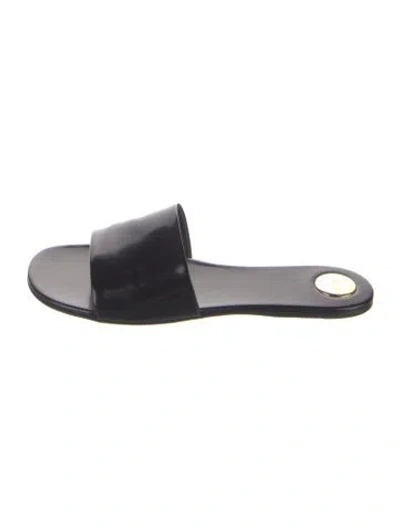 Pre-owned Saint Laurent 783319 Patent Leather Slides In Black
