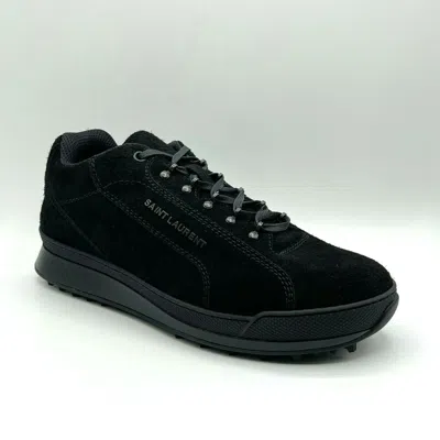 Pre-owned Saint Laurent $795  Men's Black Suede Jump Sneaker With Logo 501612 1000
