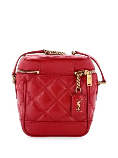 Pre-owned Saint Laurent 80's Vanity Bag Quilted Leather Crossbody Bag In Red