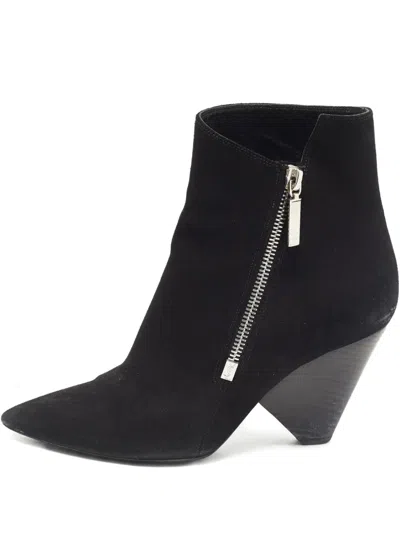 Pre-owned Saint Laurent 80mm Suede Zip Point Toe Boots