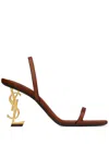 Saint Laurent Opyum Slingback Sandals In Vegetable-tanned Leather In Brown