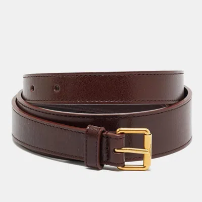 Pre-owned Saint Laurent 85cm Buckle Belt Burgundy Leather
