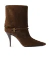 Saint Laurent Niki Suede Ysl Stiletto Ankle Booties In Black