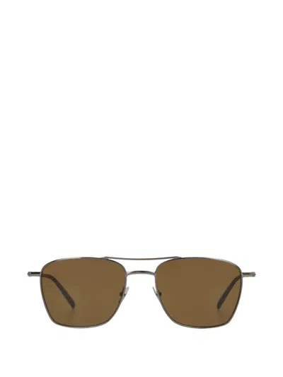 Saint Laurent 866 Double-bridge Pilot-frame Sunglasses In Gray