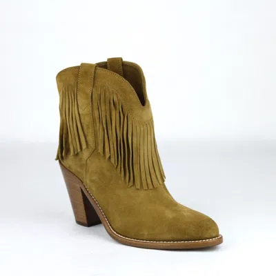 Pre-owned Saint Laurent $890 Ysl  Women Tan Suede Leather Cowboy Boots 35/us 5 441480 9848 In Brown