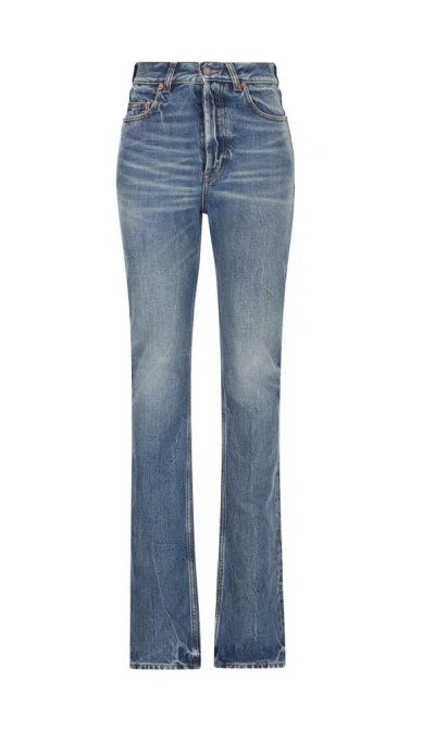 Saint Laurent 90's High Waist Slim Fit Jeans In Blue