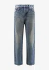 Saint Laurent 90s Slim Ankle Trousers Belt Loops In Blue