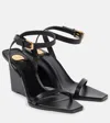 Saint Laurent 90 Leather Wedge Sandals In Black