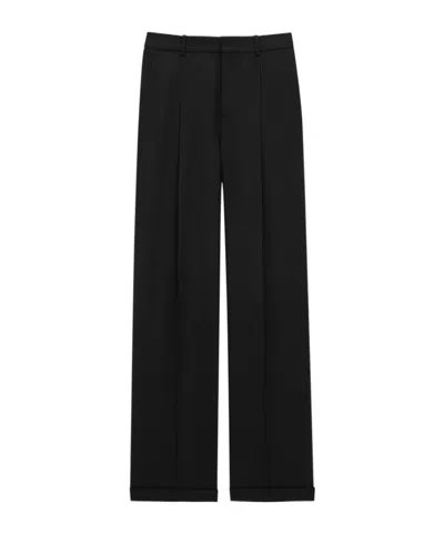 Saint Laurent 90's Pants In Wool Twill In Black