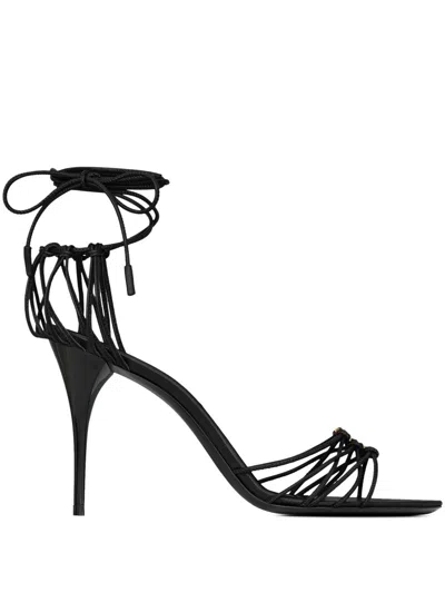 Saint Laurent Babylone 90mm Leather Sandals In Black
