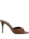 Saint Laurent 90mm Babylone Leather Heeled Sandals In Burgundy