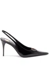 Saint Laurent 90mm Babylone Leather Slingback Pumps In Black