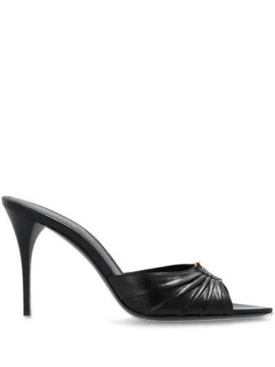 Saint Laurent Gippy 90 Lex Sandal Black With Ysl Cassandra Logo Sandals Black In Multi