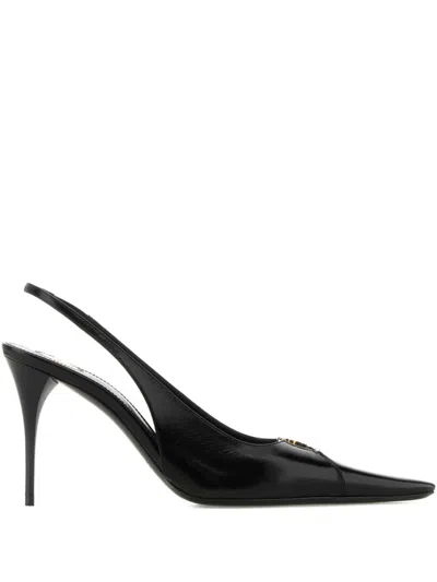 Saint Laurent Babylone 90 Leather Slingback Pump In Black
