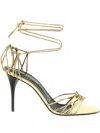 Saint Laurent "babylone" Open Toe Strappy Sandals In Gold