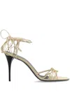 Saint Laurent Babylone 90 Leather Strappy Sandals In Cream