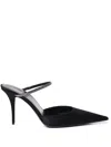 Saint Laurent Barbara Crystal-embellished Satin Mule Pumps In Black