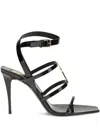 Saint Laurent 90mm Cassandra Logo-plaque Sandals In Black