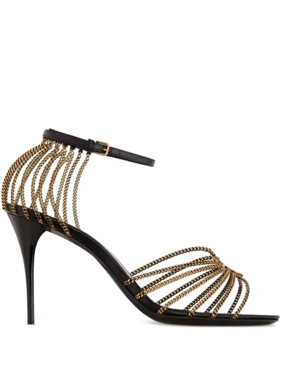 Saint Laurent Sandali Babylone In Metallo Oro  Donna In Black