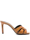 Saint Laurent 90mm Leather Heeled Sandals In Brown