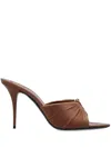 Saint Laurent Lola 90 Mules Smooth Leather Draped Jersey In Brown