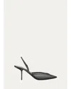 Saint Laurent 90mm Mesh And Python-embossed Leather Slingback Pumps In Multi