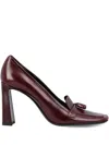 Saint Laurent Chloe 90 Leather Loafer Pumps In Red
