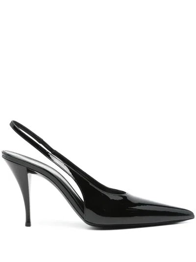 Pre-owned Saint Laurent 90mm Viper Pumps In Black