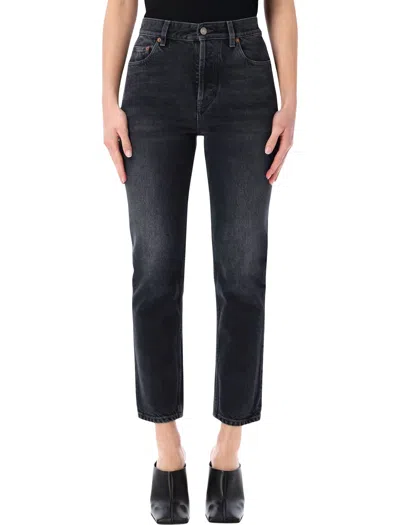 Saint Laurent 90s Black Denim Cropped Slim-fit Jeans In Blue
