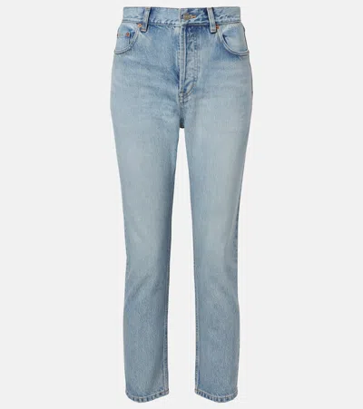 Saint Laurent '90s Cropped Slim Jeans In Blue
