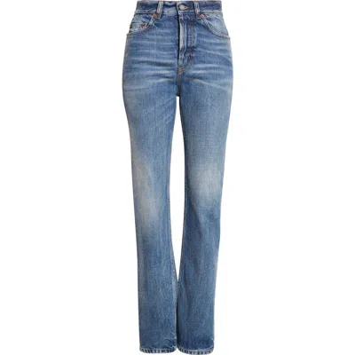 Saint Laurent '90s High Waist Slim Fit Jeans In Blue