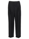 Saint Laurent Black Crepe Wide-leg Pant In Noir