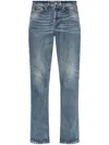 Saint Laurent Logo-patch Straight Jeans In Blue