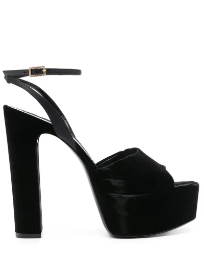 Pre-owned Saint Laurent 95mm Jodie Sandals In Black