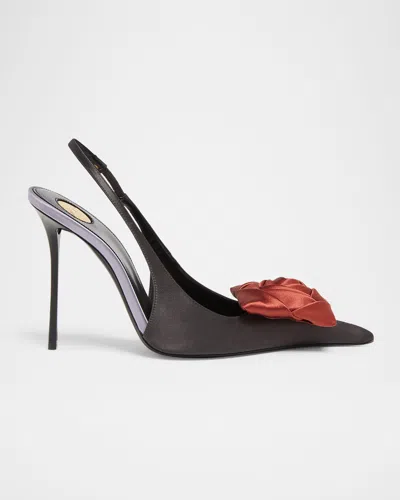 Saint Laurent 95mm Thierry Satin Slingback Pumps In Multi