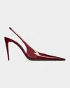 Saint Laurent Guermantes Slingback Pumps In Red Patent Leather In Burgundy