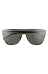 Saint Laurent 99mm Oversize Flat Top Shield Sunglasses In Gray