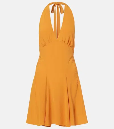 Saint Laurent A Dos Nu Silk Satin Minidress In Yellow