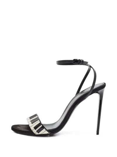 Pre-owned Saint Laurent Abbey Piano Ankle Strap Sandals In White