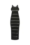Saint Laurent Knitted Crochet Cut-out Midi Dress In 1000