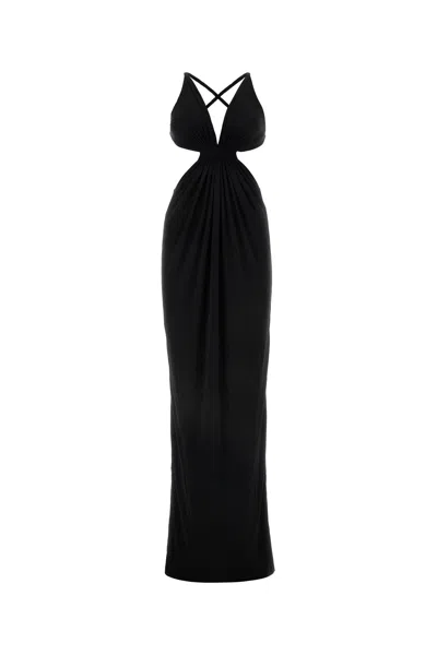 SAINT LAURENT ABITO LUNGO IN CREPE NERO DONNA