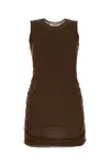 Saint Laurent Mini Abito In Tulle Cioccolato Donna