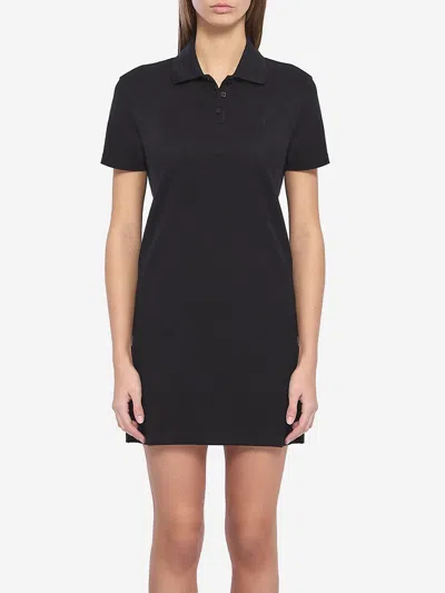 Saint Laurent Cassandre Cotton Piqu Dress In Black
