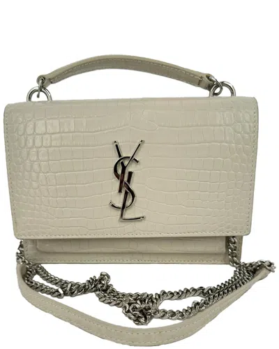 Pre-owned Saint Laurent Abstract Croc-embossed Leather Sunset Wallet On Chain (authentic  Pre-loved)